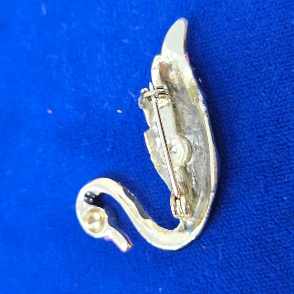 Vintage Swan Enamel White Gold Pin Brooch Fashion Jewelry Black Purple Green - Picture 16 of 16